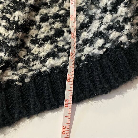 Loft Bouchle Knit Black and White Open Front Waterfall Wool BlendCardigan Size M - Picture 12 of 15